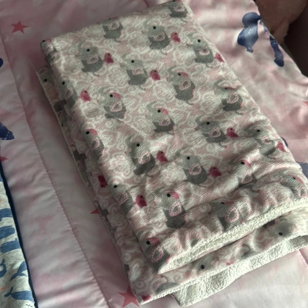 3 Navy, Blue, and Cream Whale Print baby Blankets